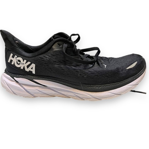 Hoka One One Clifton 8 Womens Size 6.5B Running Shoes Black White 1119394 BWHT - Picture 1 of 7